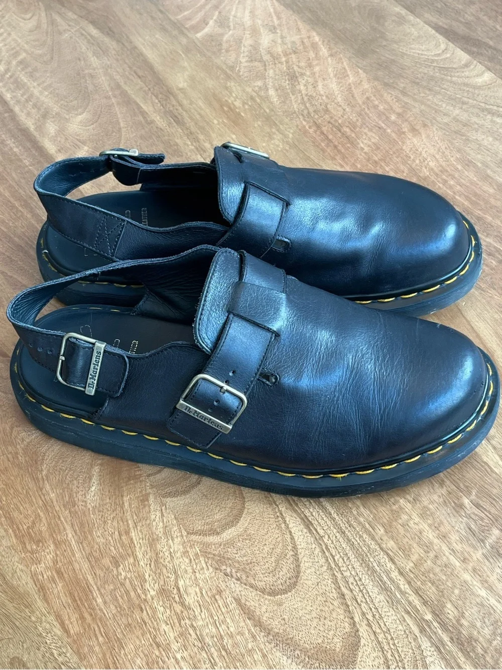 Vintage Dr. Martens Mens 11 Black Leather Slingback Clog Style Shoes